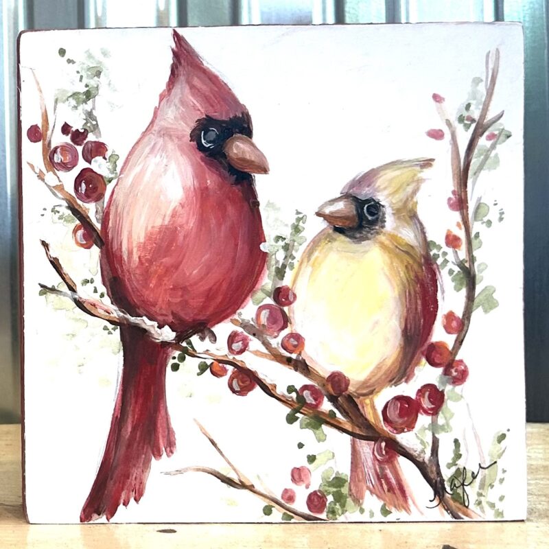 Cardinals on Holly Branch