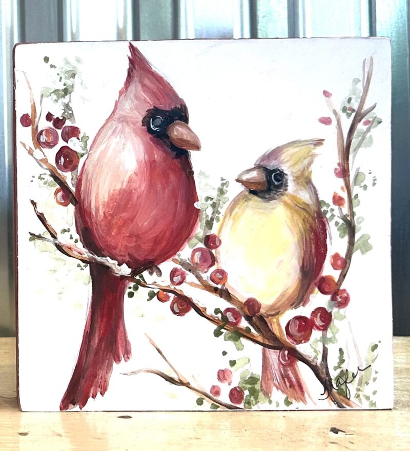 Cardinals on Holly Branch